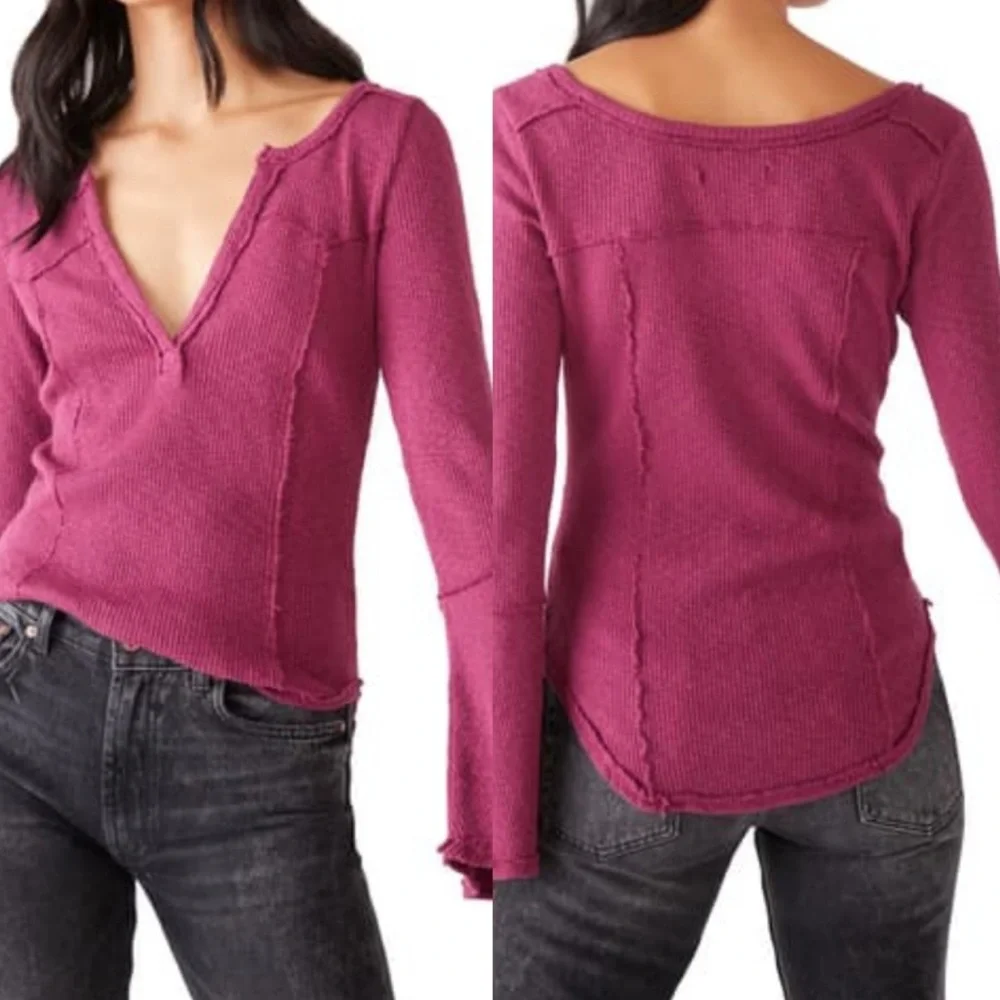 Free People Give Me A Little Bell Sleeve Rib Top - Picture 1 of 14